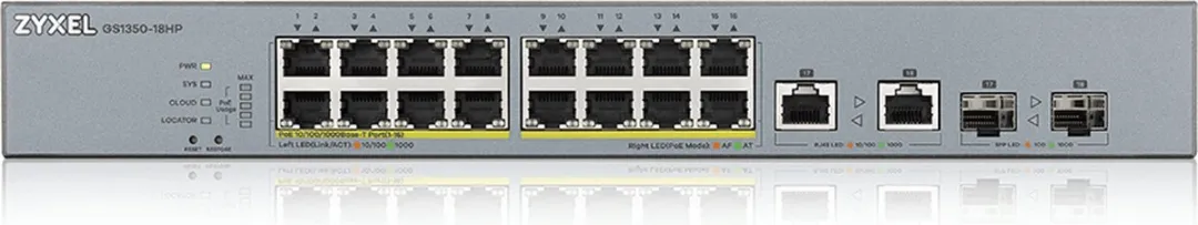 Zyxel GS1350-18HP Switch - 16x PoE 250W - 18 Poorten - Zwart