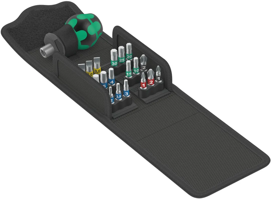 Wera KK Stubby 05057471001 Bit-Assortiment - 19 Stuks - Zwart/Zilver/ Groen