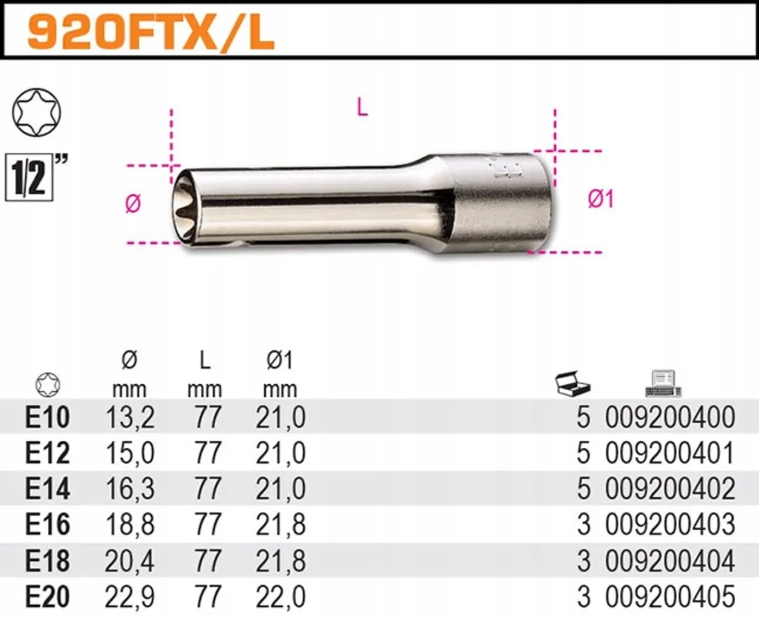 Beta Torx Dopsluitring Binnen E16 - 1/2" - 1 Stuk
