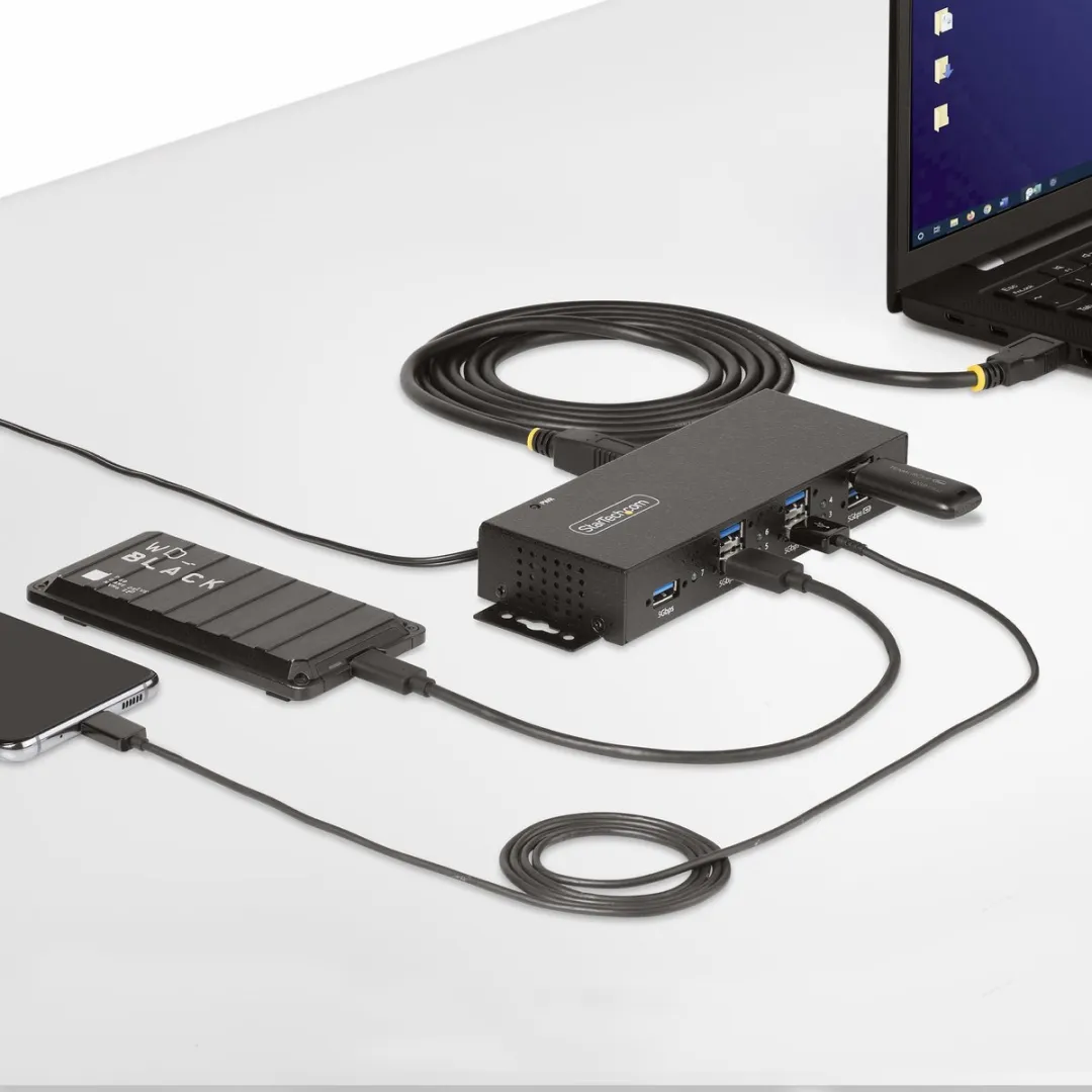 Startech 5G7AINDRM-USB-A-HUB 7-Port USB 3.0 Hub - Zwart