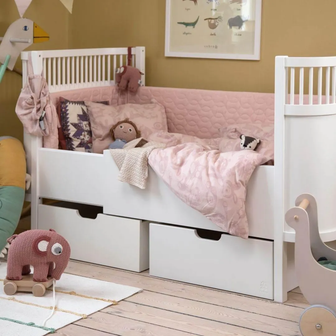 Sebra Lade met Wieltjes voor Meegroeibed - Wit