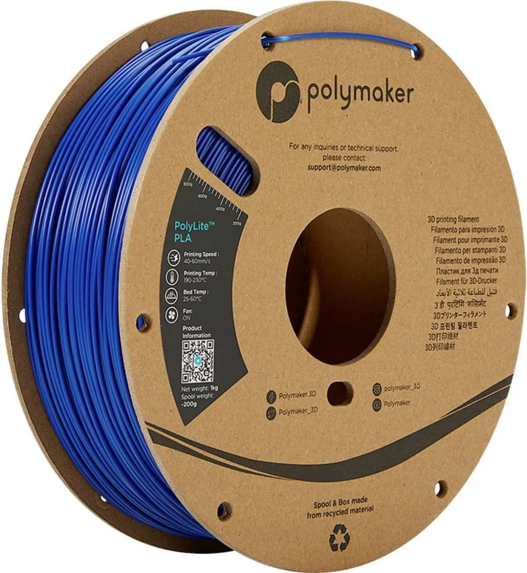 Polymaker PolyLite PLA Filament 1.75mm 1000g - Blauw