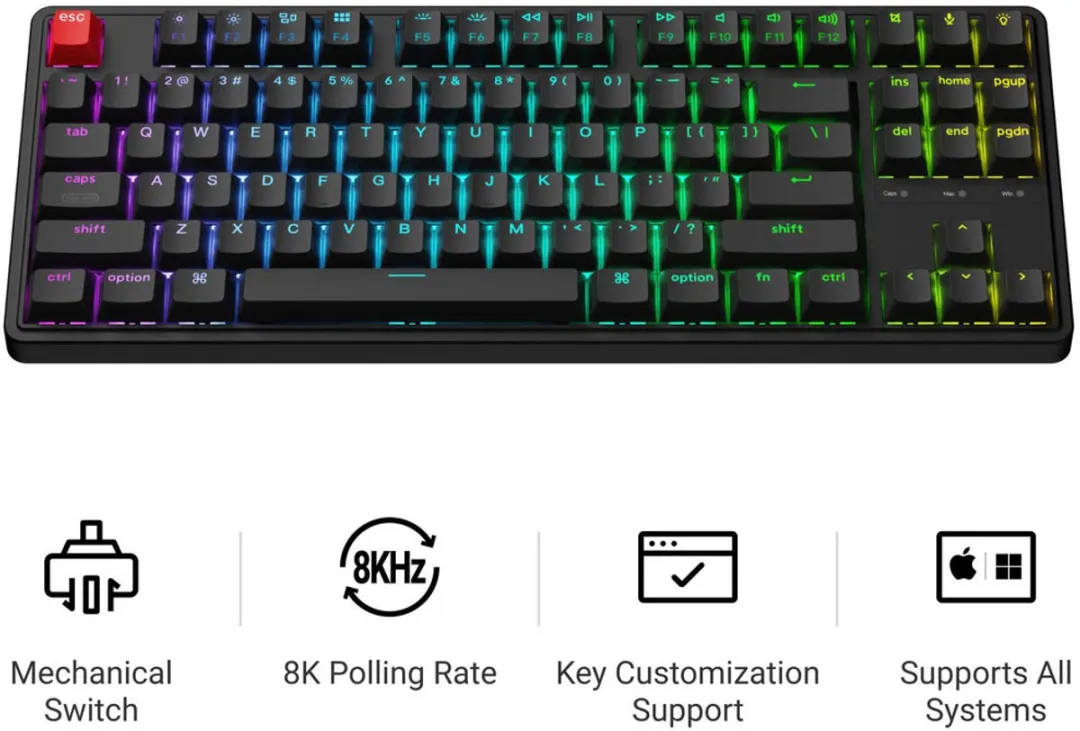 Keychron C3 Pro C3PX-H1 Toetsenbord - Red Switch - 8K - Zwart