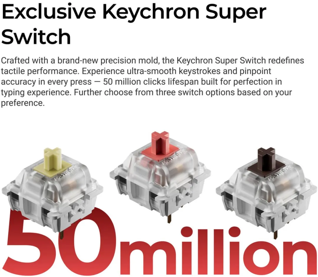 Keychron C3 Pro C3PX-H1 Toetsenbord - Red Switch - 8K - Zwart - afbeelding 6 van 6