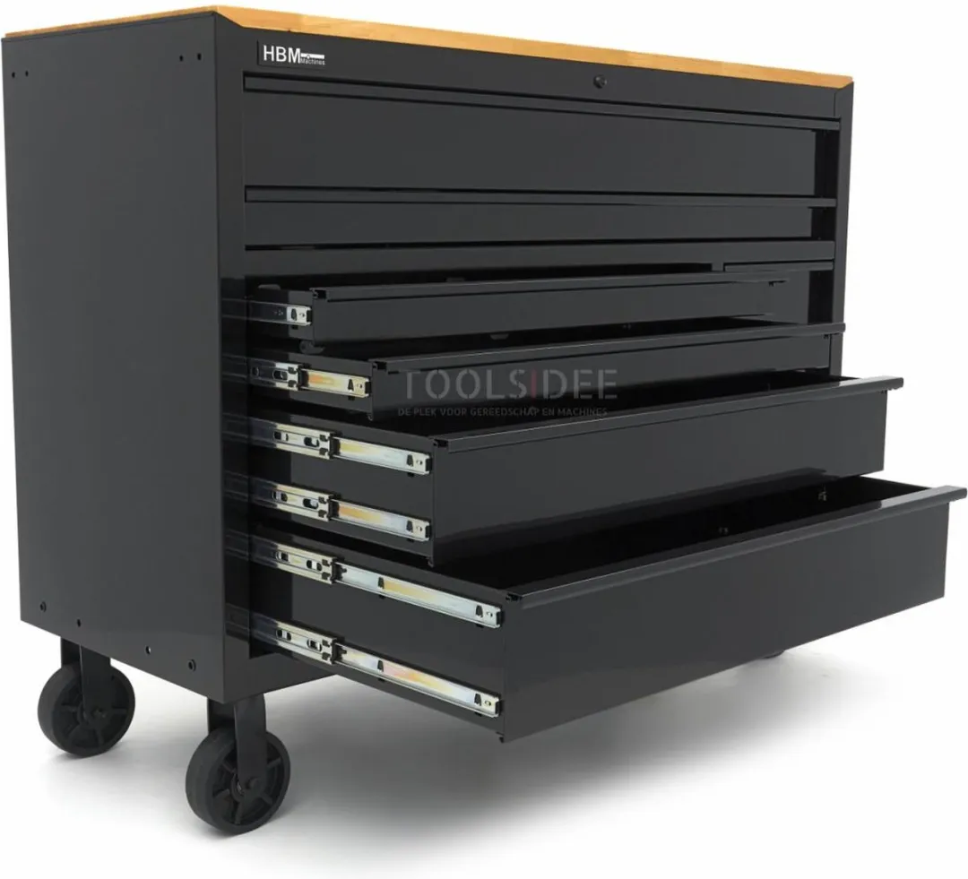 HBM Gereedschapswagen 8 Lades - 142cm - Zwart