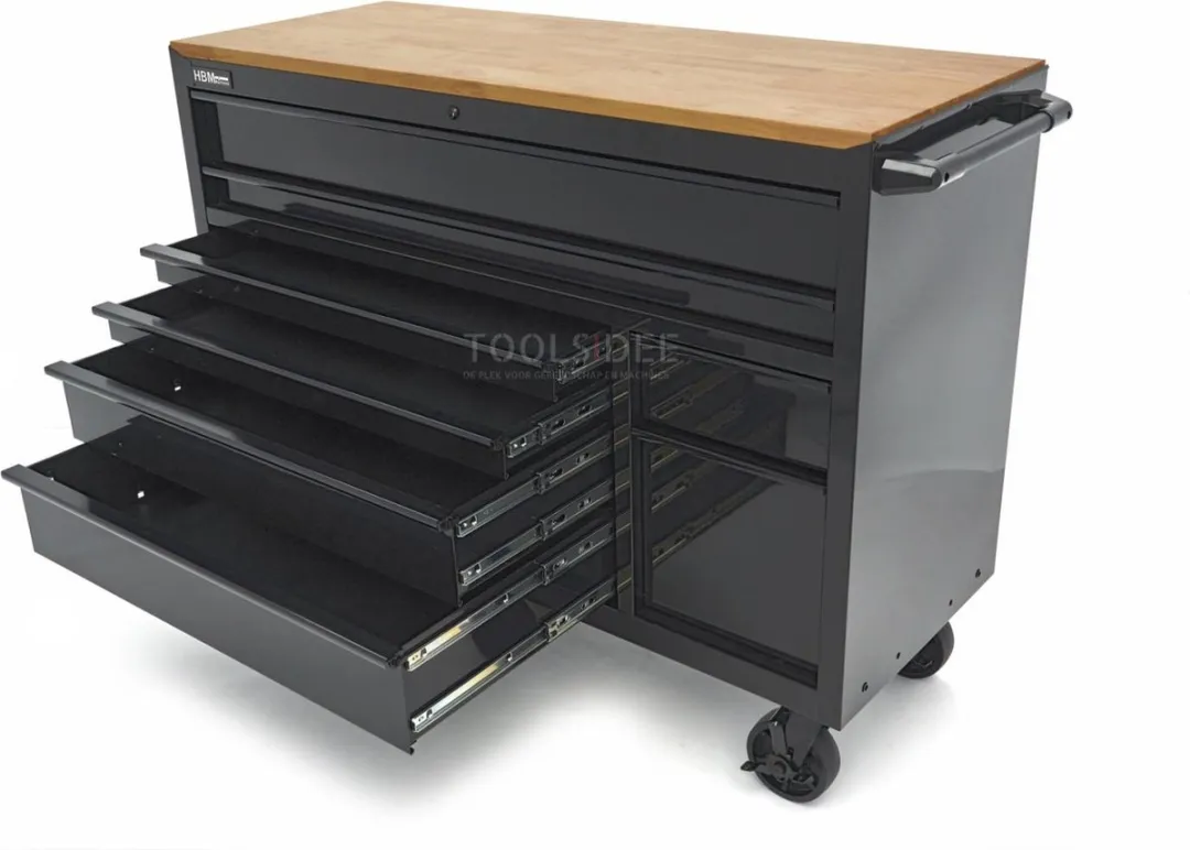 HBM Gereedschapswagen 8 Lades - 142cm - Zwart