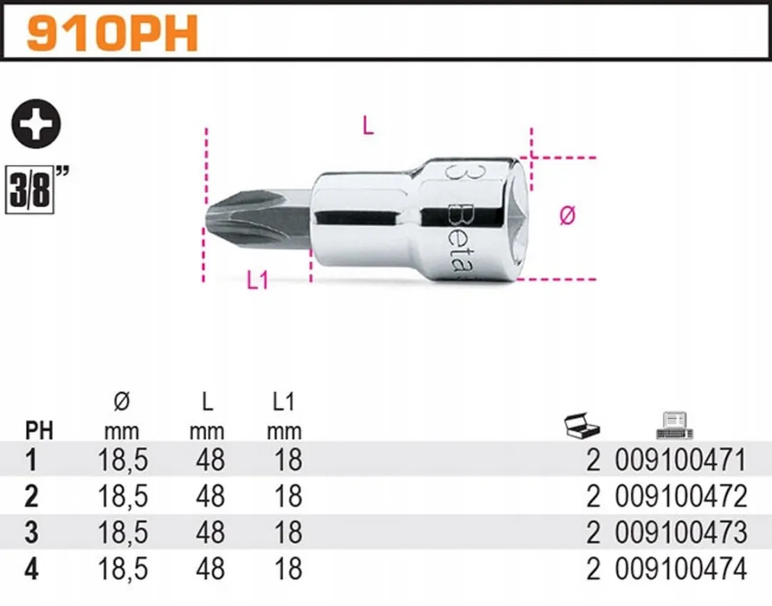 Beta 910PH/3 Schroefbit PH3 - 1 Stuk