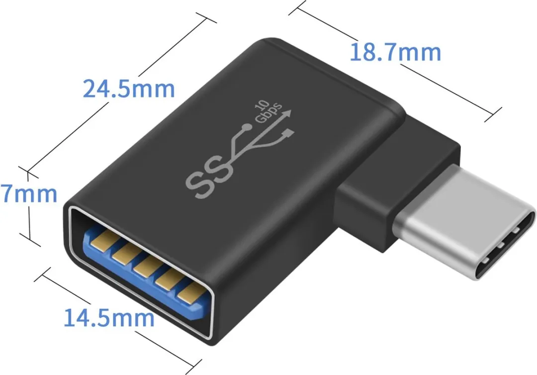 NÖRDIC OTG-C14 USB-A 3.1 naar USB-C Adapter - 5Gbps - Zwart