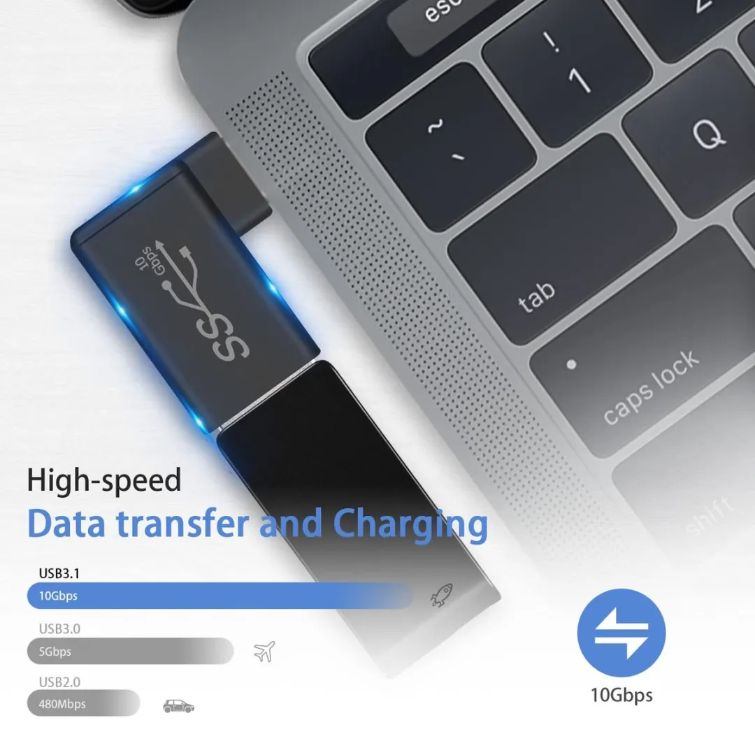 NÖRDIC OTG-C14 USB-A 3.1 naar USB-C Adapter - 5Gbps - Zwart
