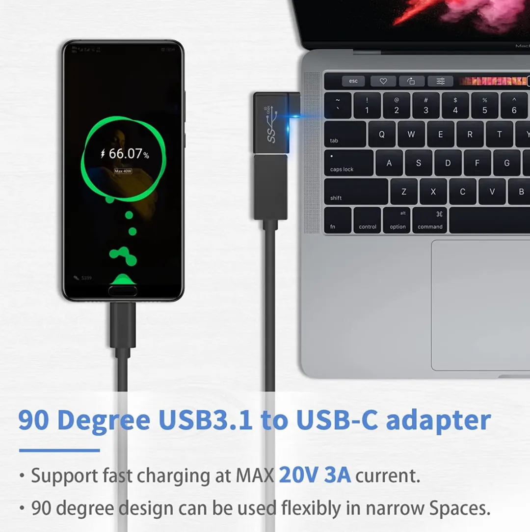 NÖRDIC OTG-C14 USB-A 3.1 naar USB-C Adapter - 5Gbps - Zwart