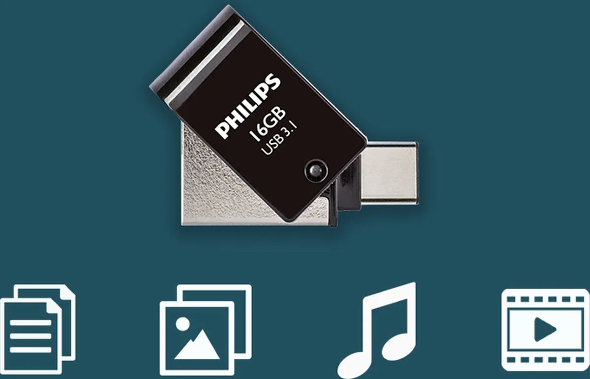 Philips 2-in-1 USB Stick 3.1/USB-C FM16DC152B - 16GB - 4 Stuks - Zwart
