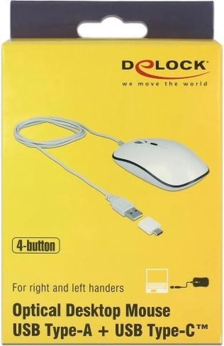 Delock 12532 USB Muis Bedraad - 1000-3200 DPI - Zwart