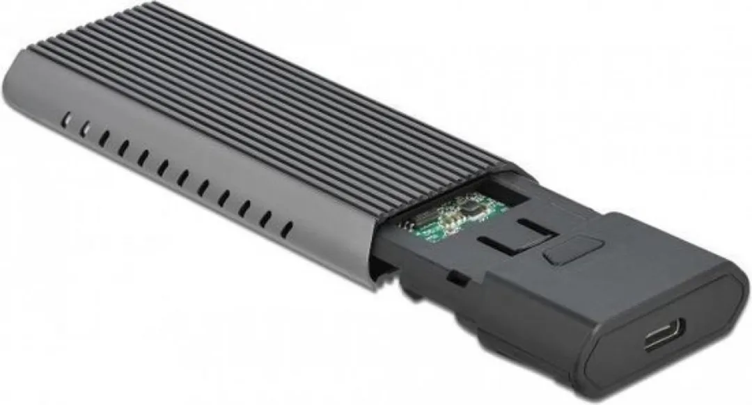 Delock 42638 Externe M.2 SSD Behuizing - USB-C - Toolvrij - Zwart/Grijs
