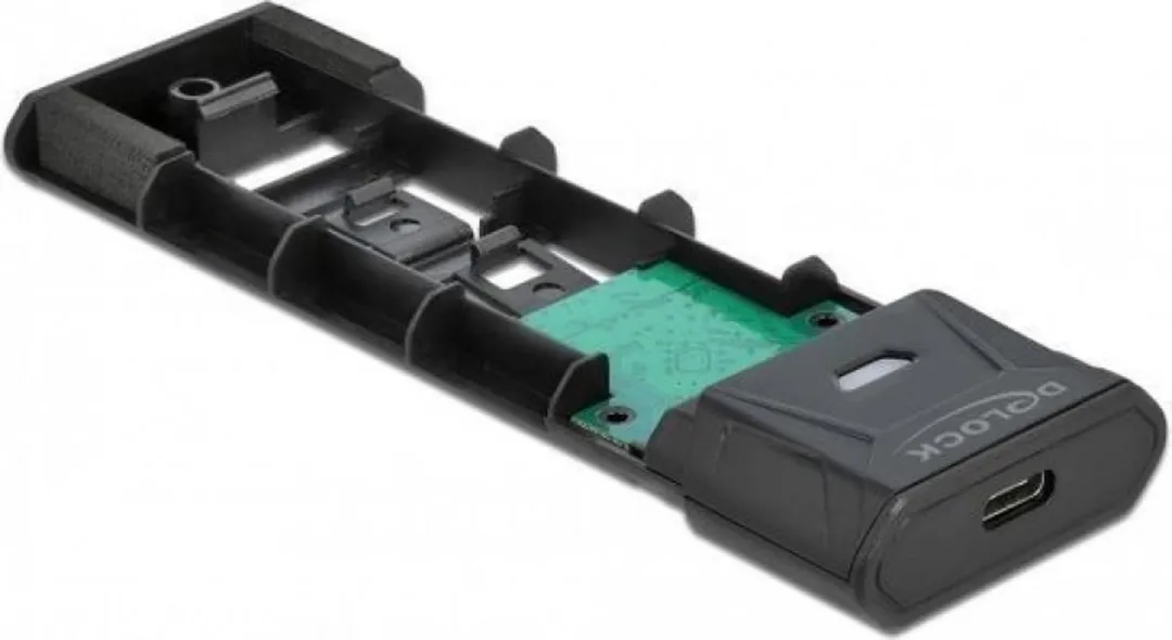 Delock 42638 Externe M.2 SSD Behuizing - USB-C - Toolvrij - Zwart/Grijs