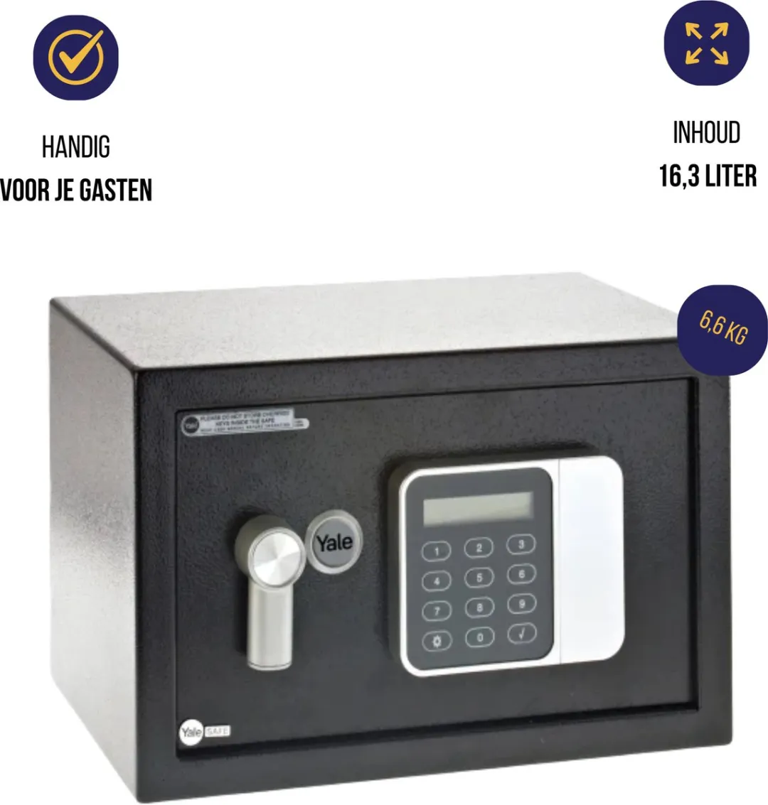 Yale Elektronische Gastenkluis Alarm YSG/250/DB2 - Medium - 16.30L - Zwart