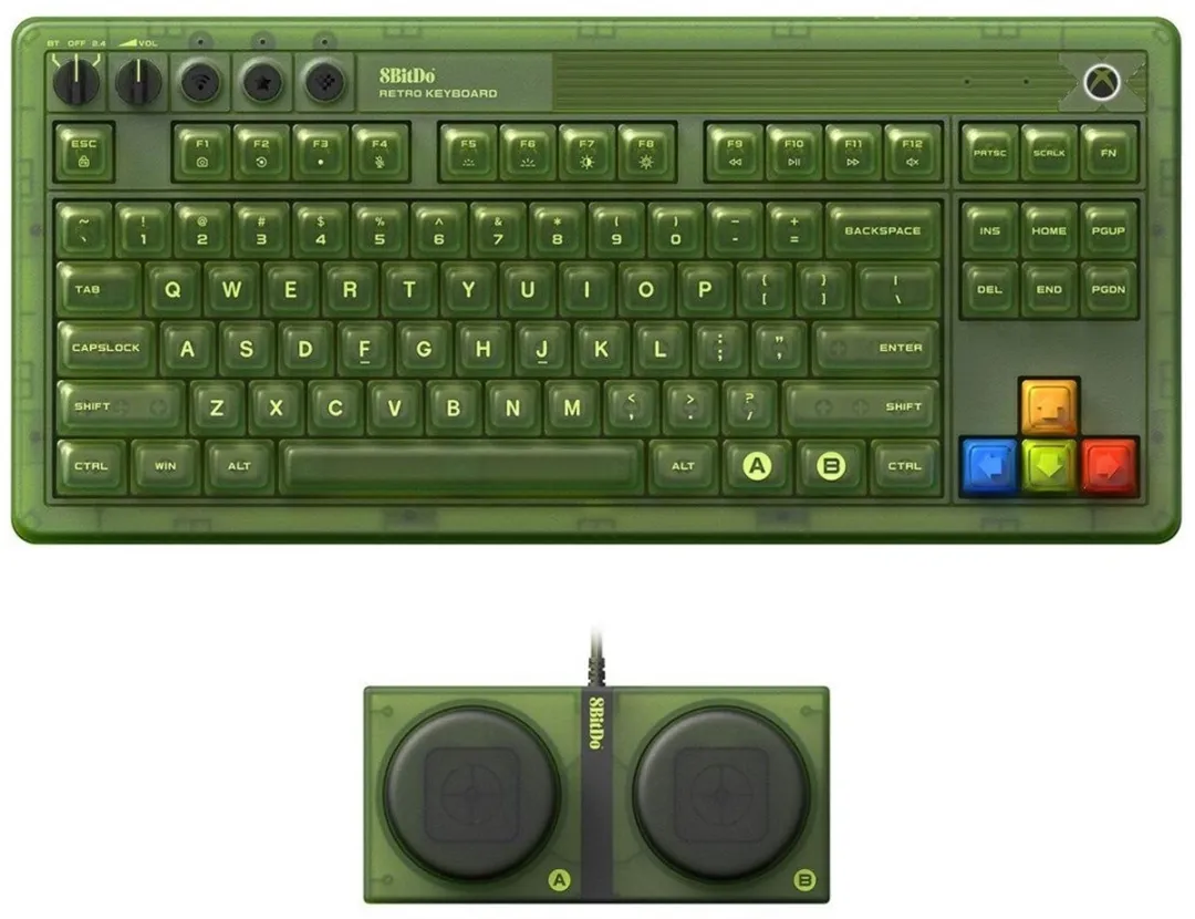 8Bitdo Retro 87 Xbox Edition - Draadloos - 80% Toetsenbord - Groen