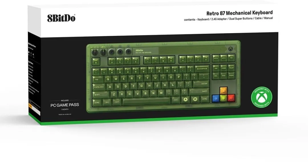 8Bitdo Retro 87 Xbox Edition - Draadloos - 80% Toetsenbord - Groen