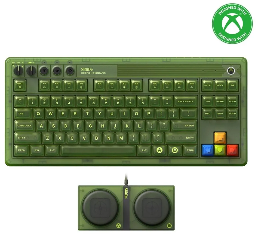8Bitdo Retro 87 Xbox Edition - Draadloos - 80% Toetsenbord - Groen