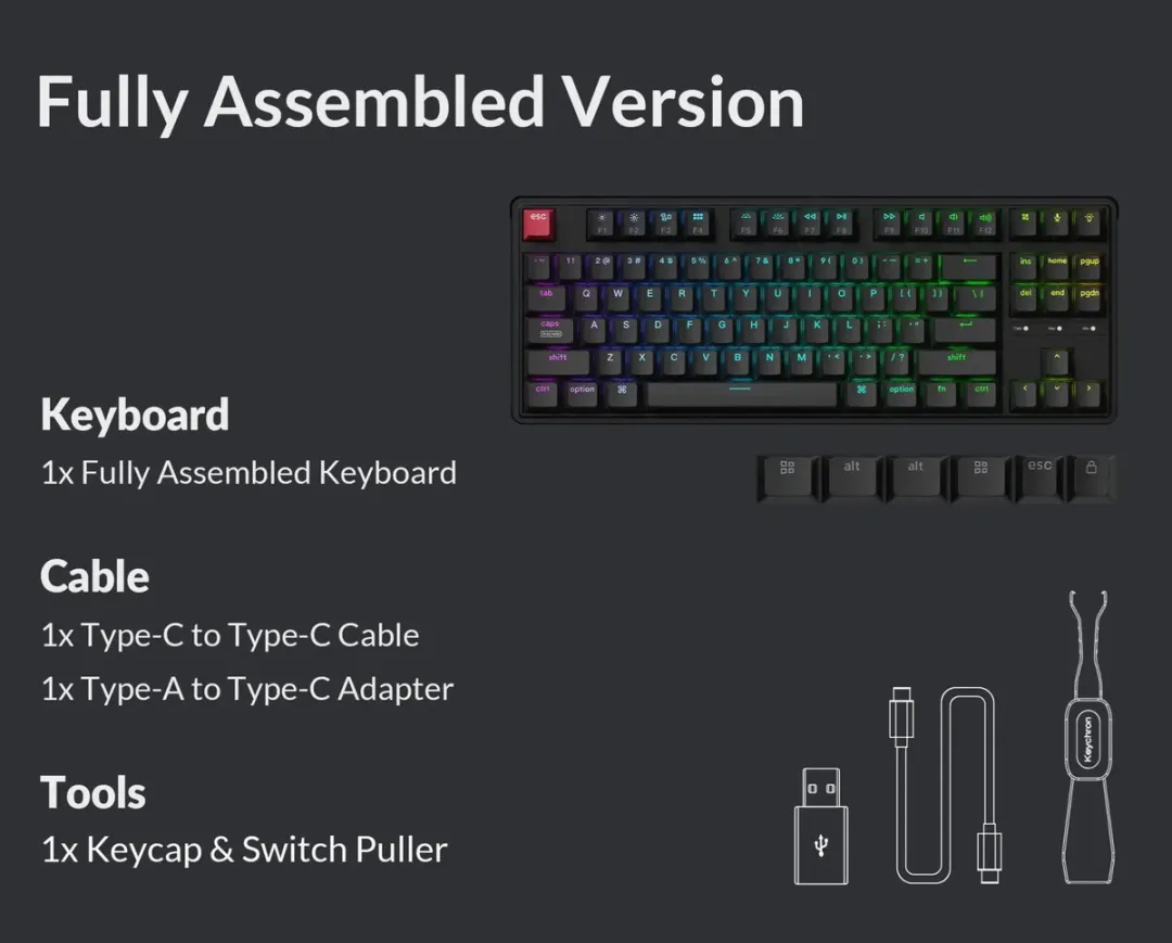Keychron C3 Pro C3PX-H4 Toetsenbord - Banana Switch - Zwart