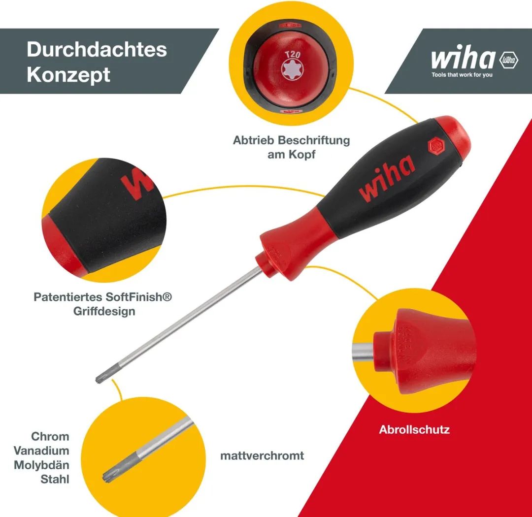 Wiha SoftFinish TORX Schroevendraaierset 7-delig T8