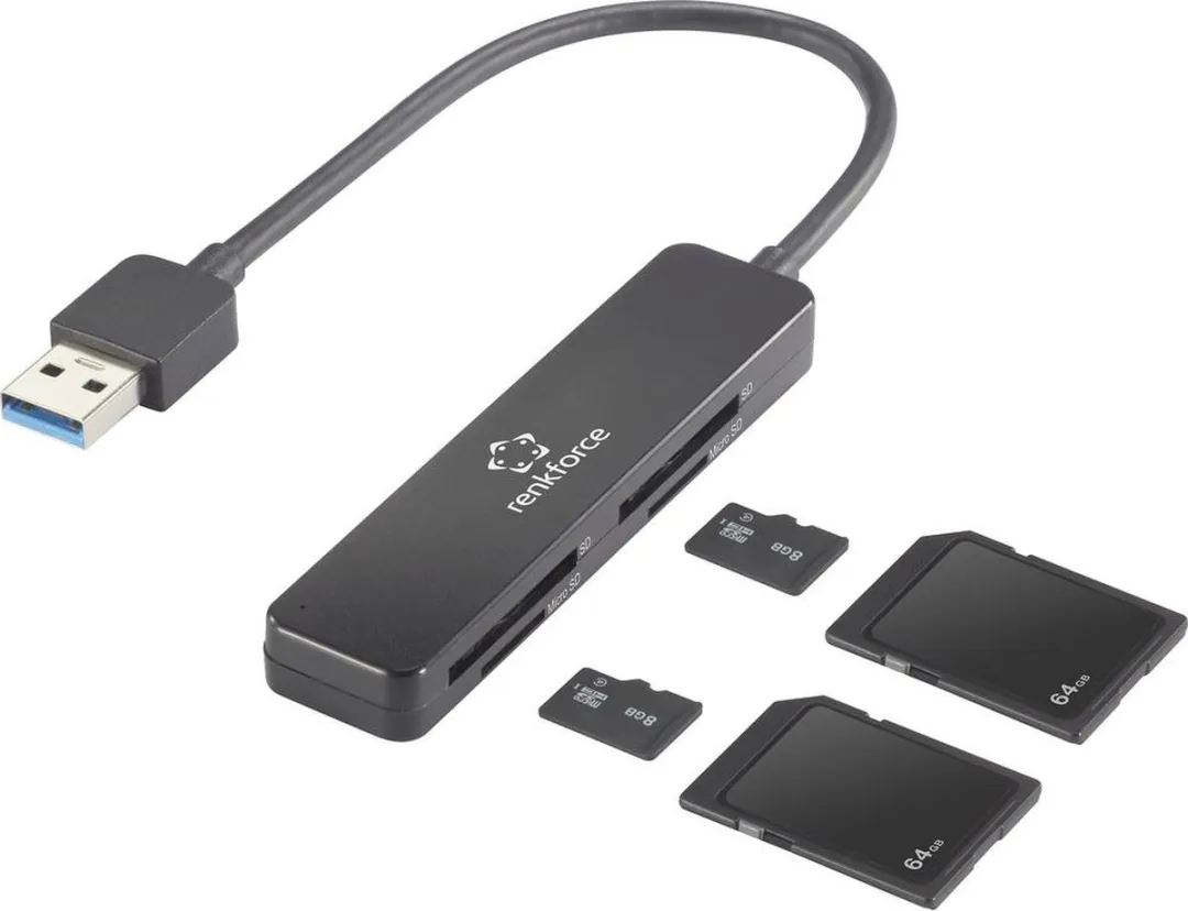 Renkforce RF-PCR-220 Externe Geheugenkaartlezer USB-A 3.2 Gen 1 - Zwart