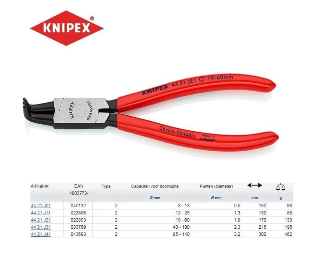 Knipex 4421J01 Borgveertang Binnenring 8-13mm