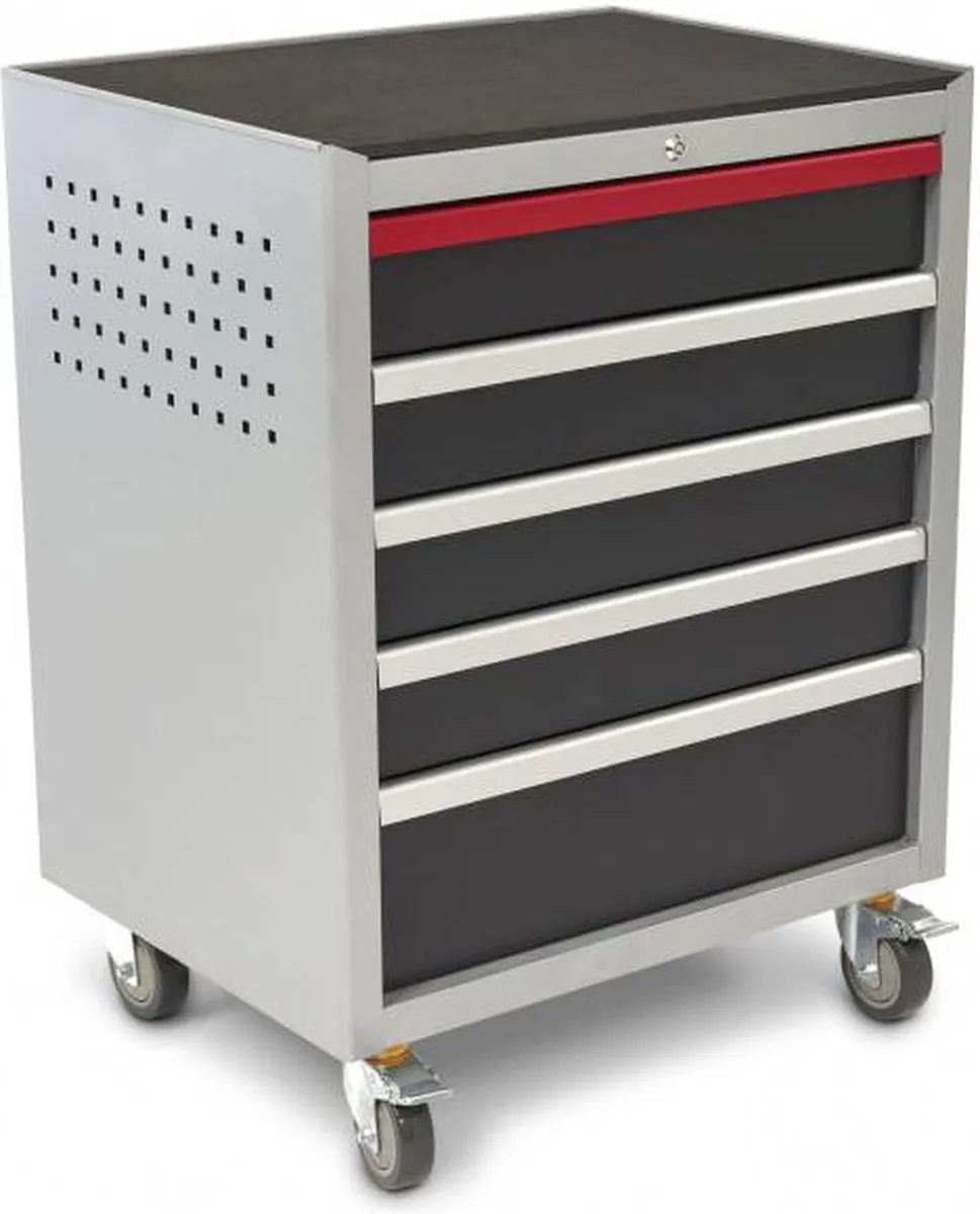 HBM 5 Laden DeLUXE PROFI Gereedschapswagen - 7 Lades - Grijs/Rood/Zwart - afbeelding 2 van 6