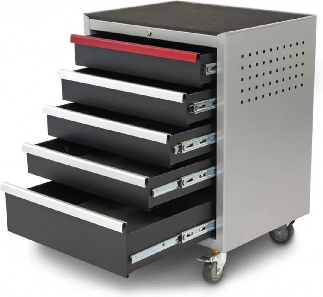 HBM 5 Laden DeLUXE PROFI Gereedschapswagen - 7 Lades - Grijs/Rood/Zwart - afbeelding 4 van 6