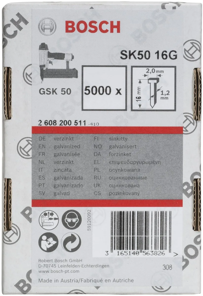 Bosch Nagel met verzonken kop SK50 16G