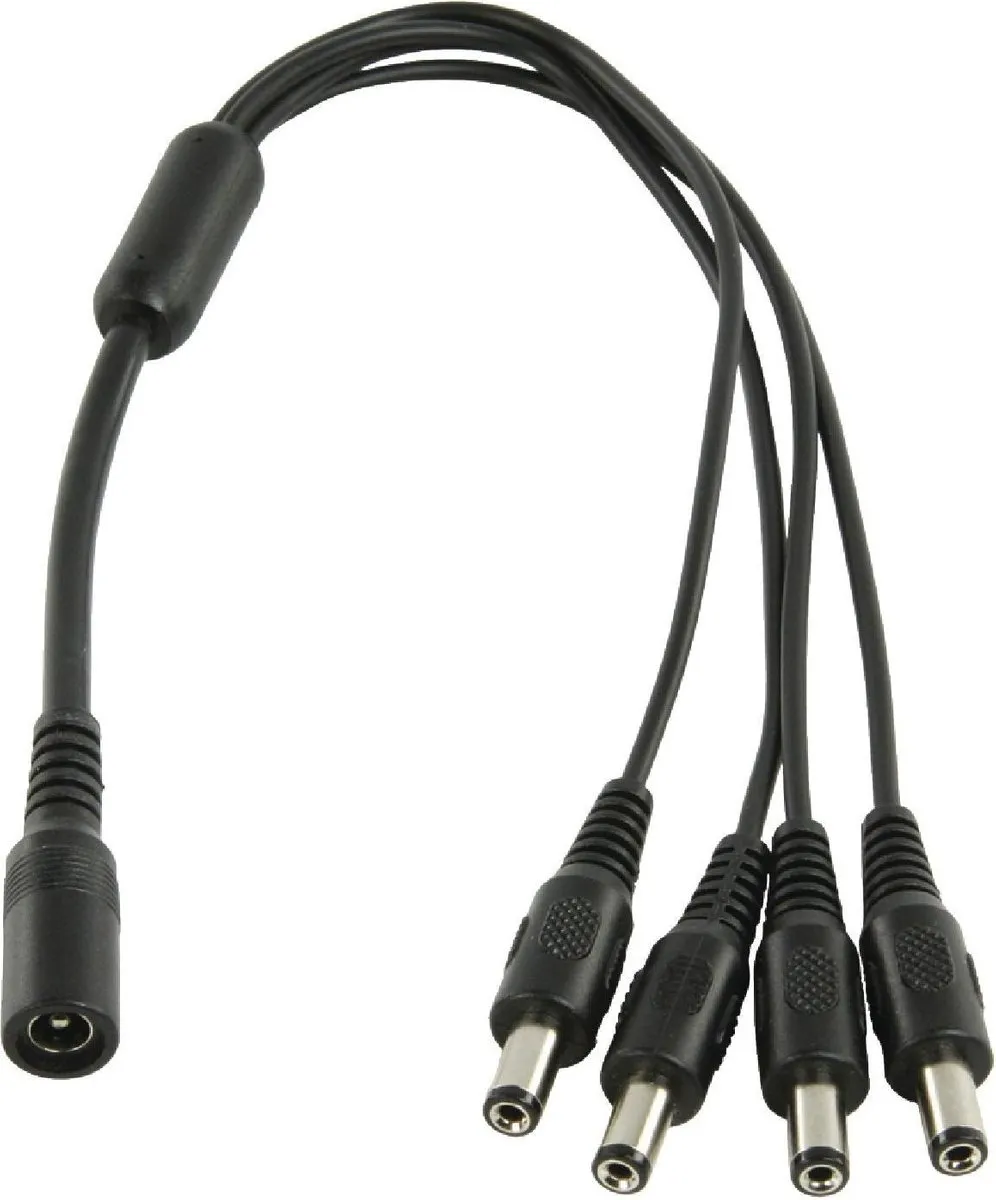 Nedis CCTVSP10BK Voedingskabelsplitter 1xF naar 4xM - 0,35m - Zwart
