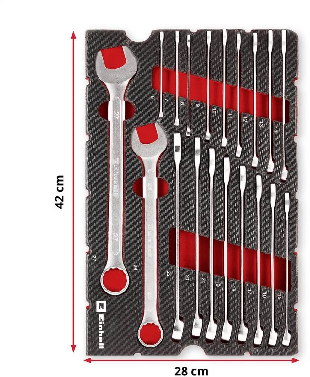 Einhell 370521 Ring-steeksleutelset 19-delig - Rood/zwart