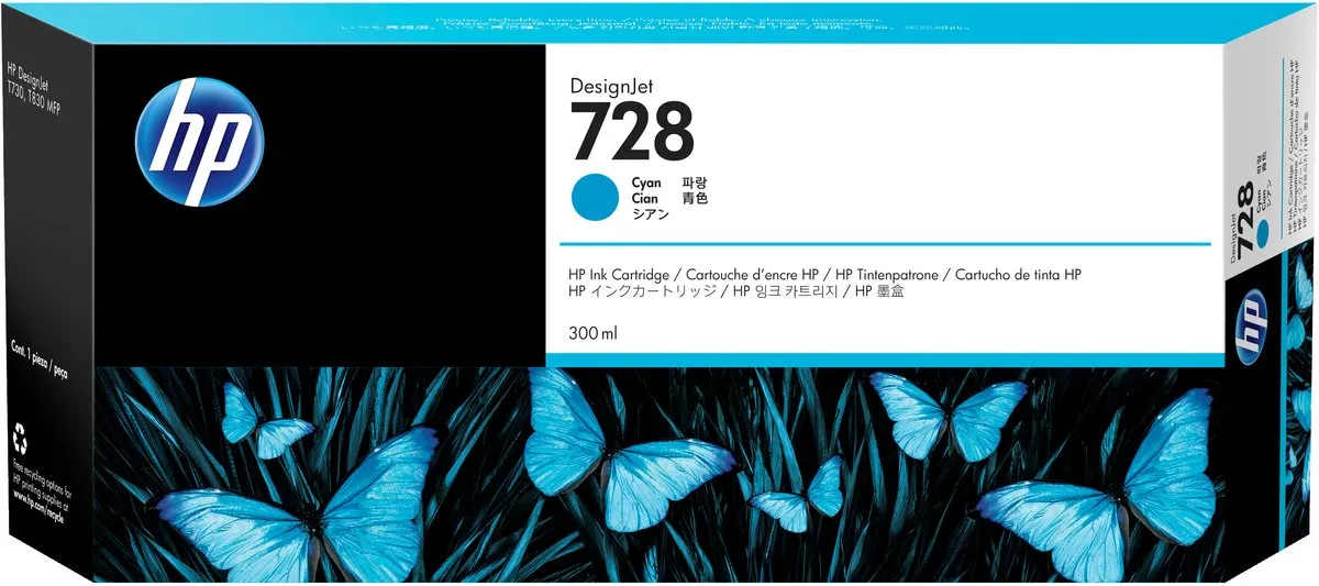 HP 728 Cyan Inktcartridge - 50247823 - 130ml