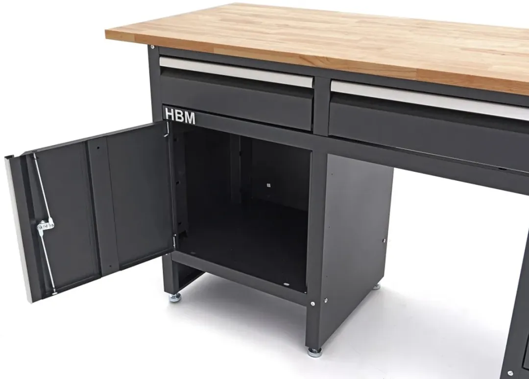 HBM 171cm Werkbank - 6 Lades Massief Houten Werkblad