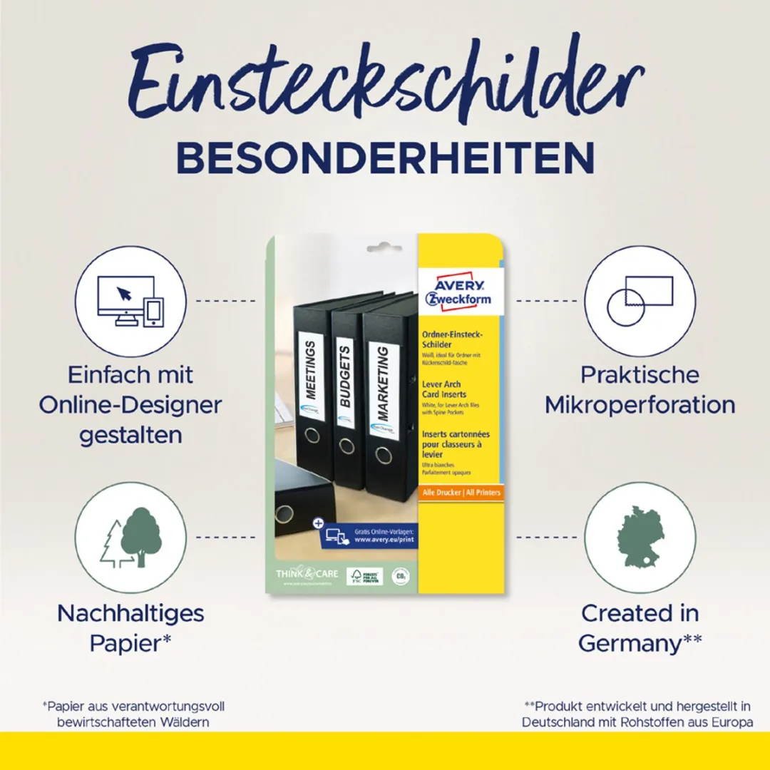 Avery Etiketten voor ordnerruggen C32267-10 - Wit