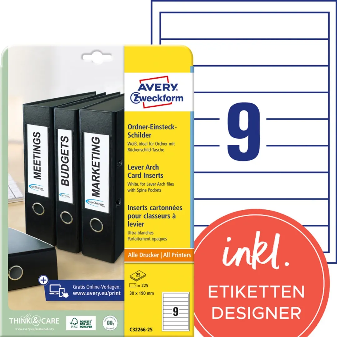 Avery Etiketten voor ordnerruggen C32267-10 - Wit