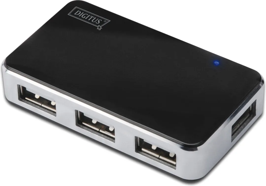 Digitus DA-70220 USB 2.0-hub 4 Poorten - Zwart/Zilver