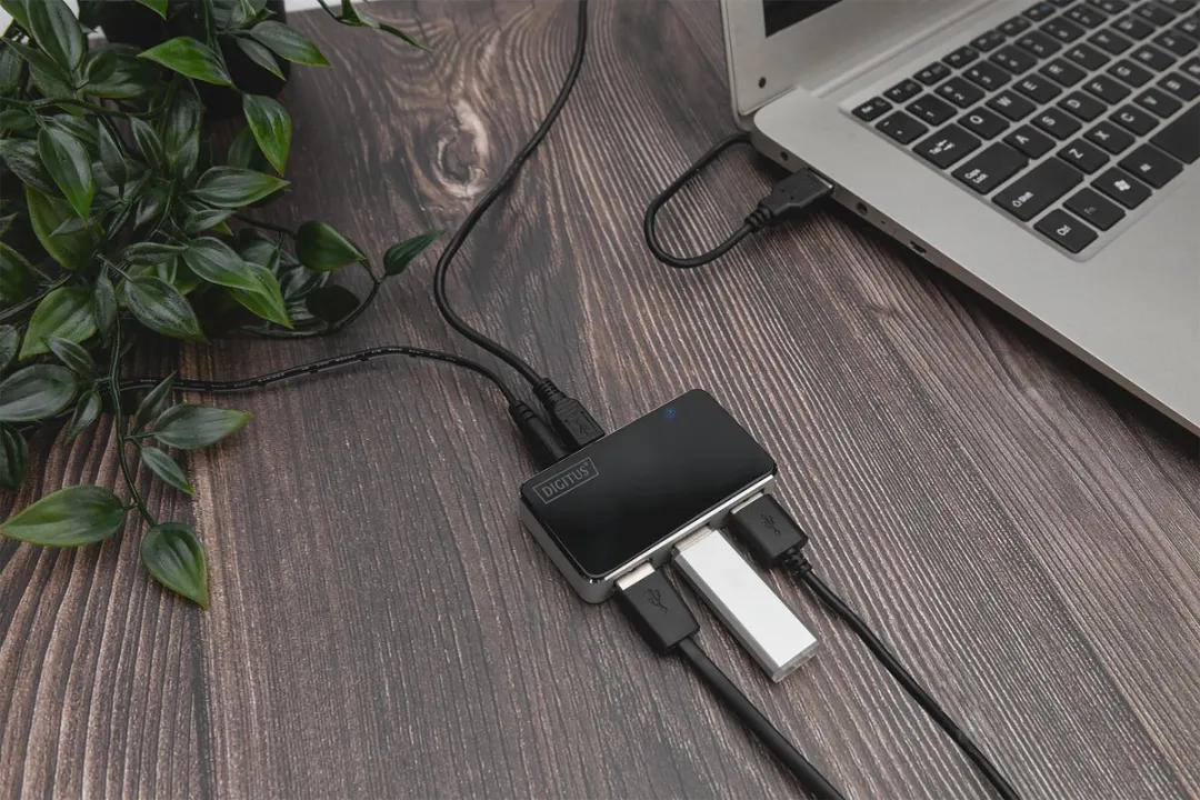 Digitus DA-70220 USB 2.0-hub 4 Poorten - Zwart/Zilver