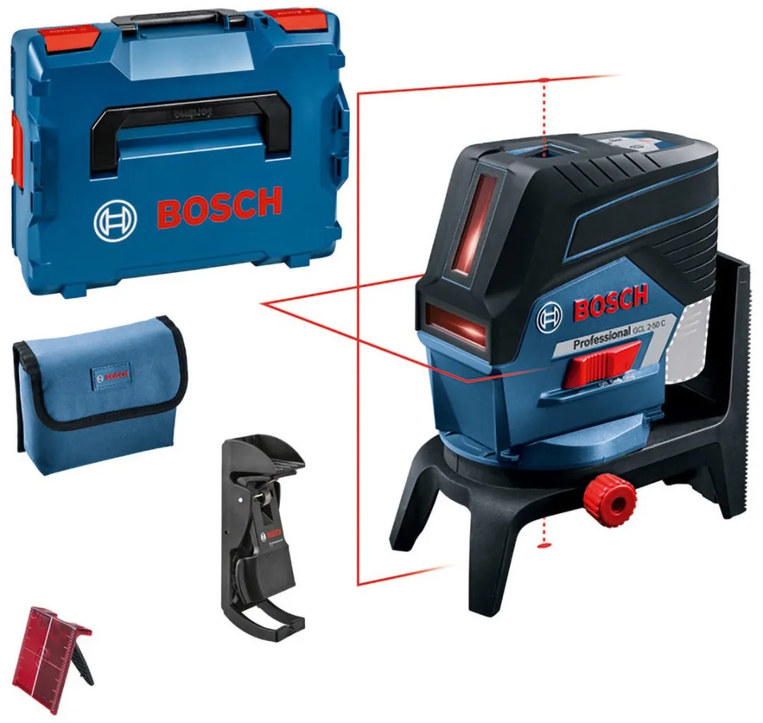 Bosch Professional GCL 2-50 C Kruislijnlaser 12V - Rood - Plafondklem Basic