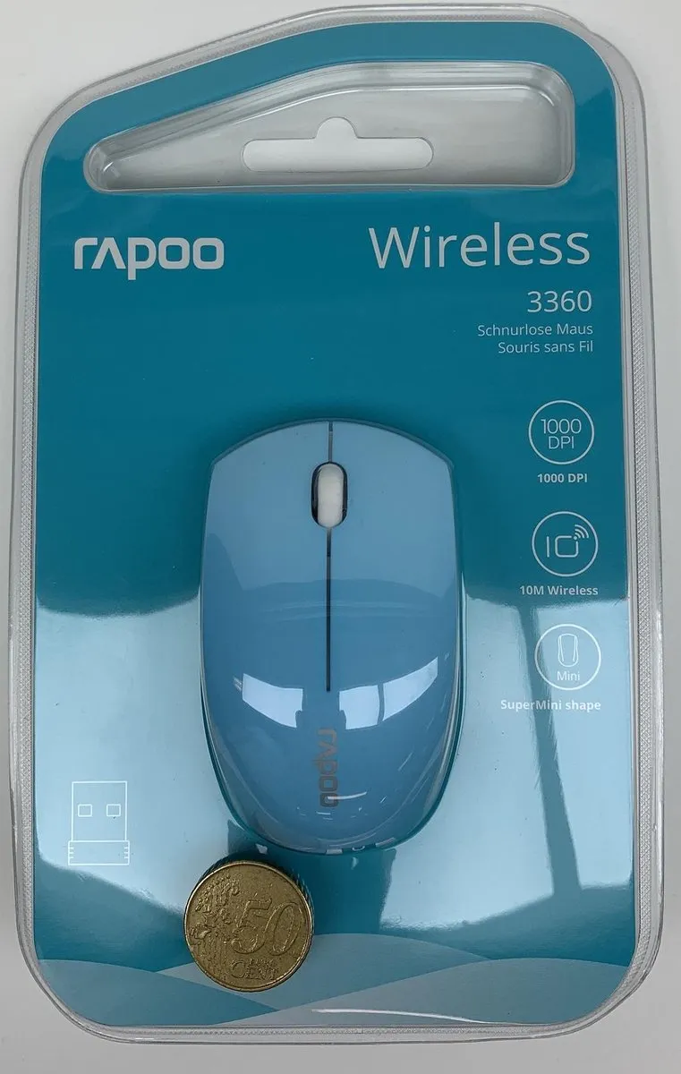 Rapoo 3360 Draadloze Mini Muis 11601 - Blauw/Wit