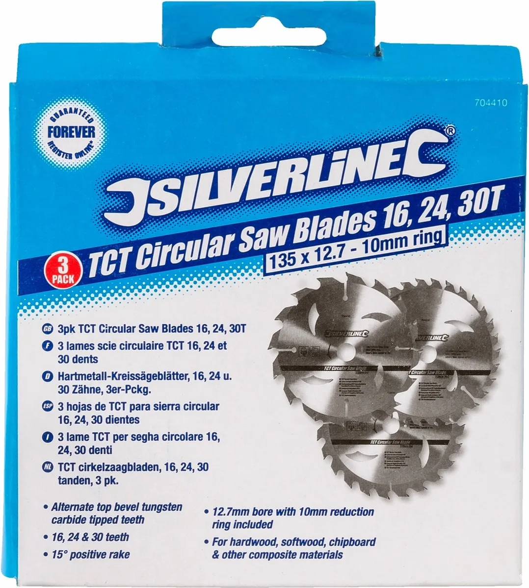 Silverline Cirkelzaagbladenset 135mm - 3-delig TCT