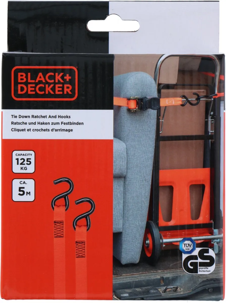 BLACK+DECKER Spanband 5m 125kg - Oranje/Zwart