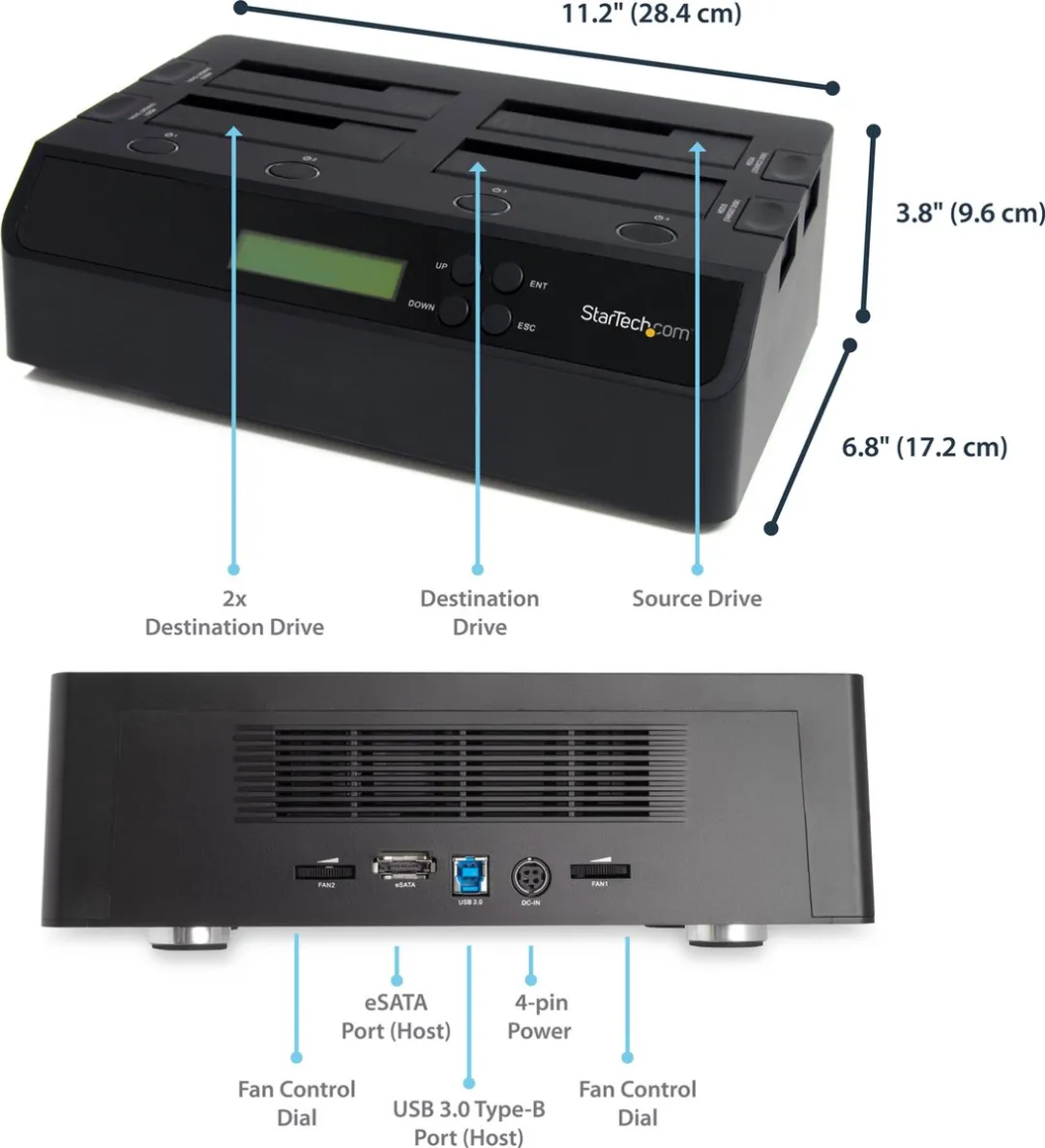Startech SATDOCK4U3RE 4-Bay USB 3.0 eSATA Duplicator Dock - Zwart - afbeelding 6 van 6