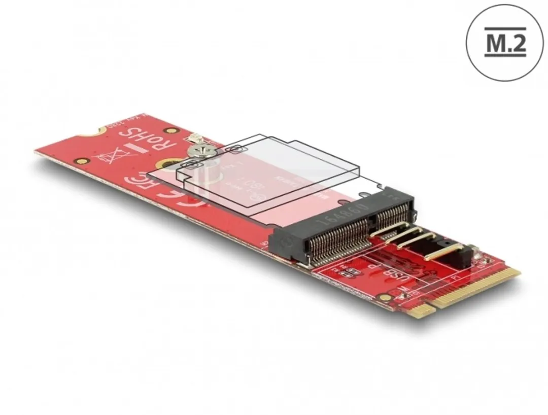 Delock M.2 Key M naar Key E Converter - Rood