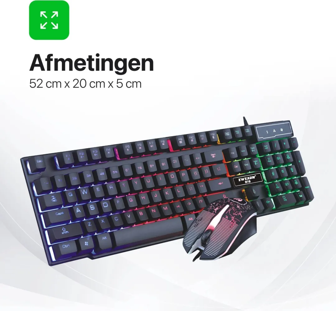 Voltano PQUEM Gaming Toetsenbord & Muis Set - Zwart