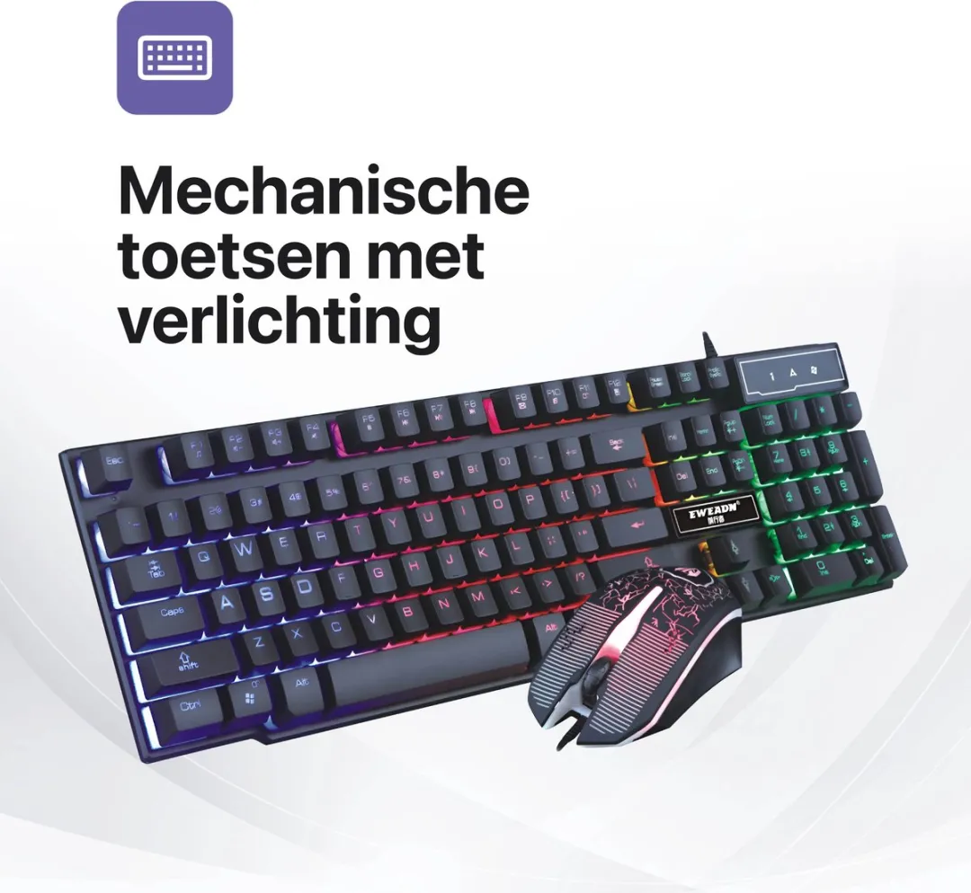 Voltano PQUEM Gaming Toetsenbord & Muis Set - Zwart