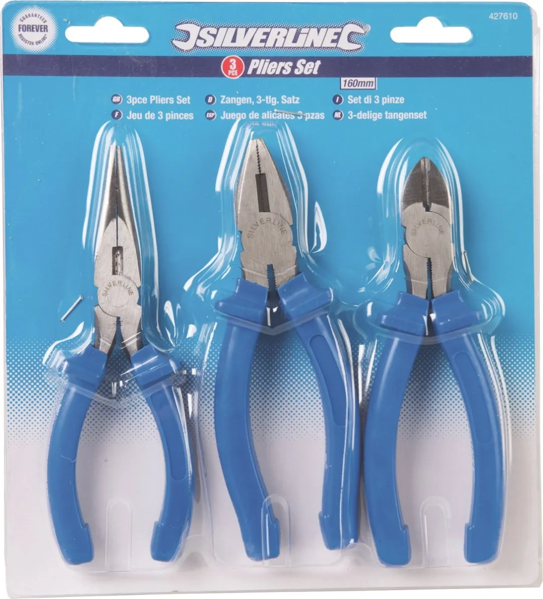 Silverline Tangenset 160mm 3-delig - Blauw