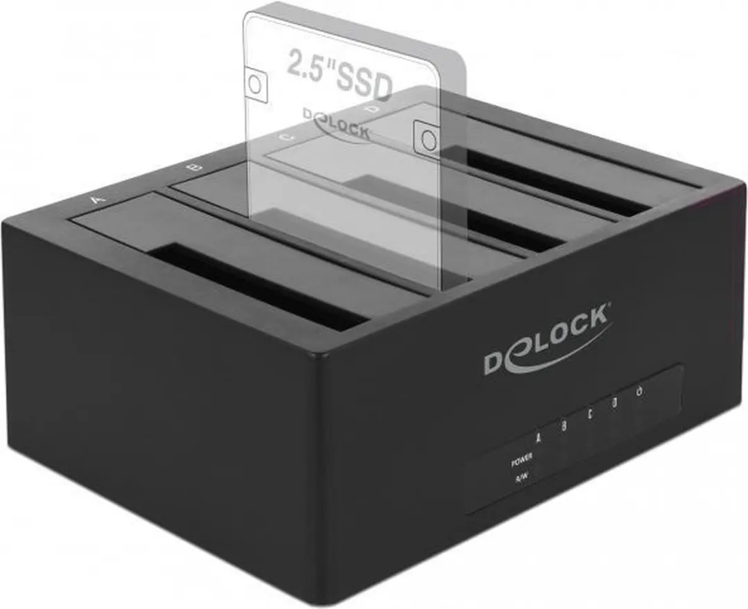 Delock 63930 USB-C Docking Station - 4x SATA HDD/SSD - Zwart