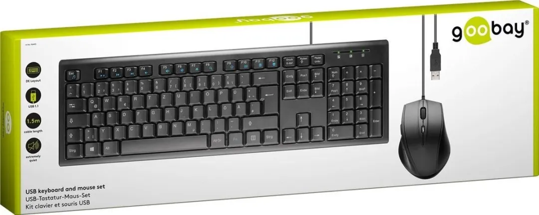 Goobay 96493 Toetsenbord met Muis USB QWERTZ - Zwart