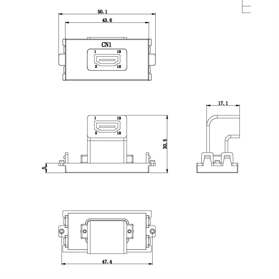 Value HDMI Module - 1x HDMI Female - grijs