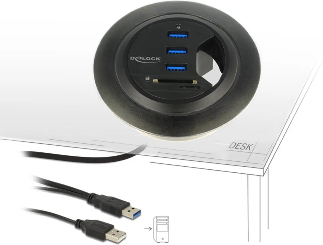 Delock 62869 USB3.0 Hub 5 Poorten - Zwart